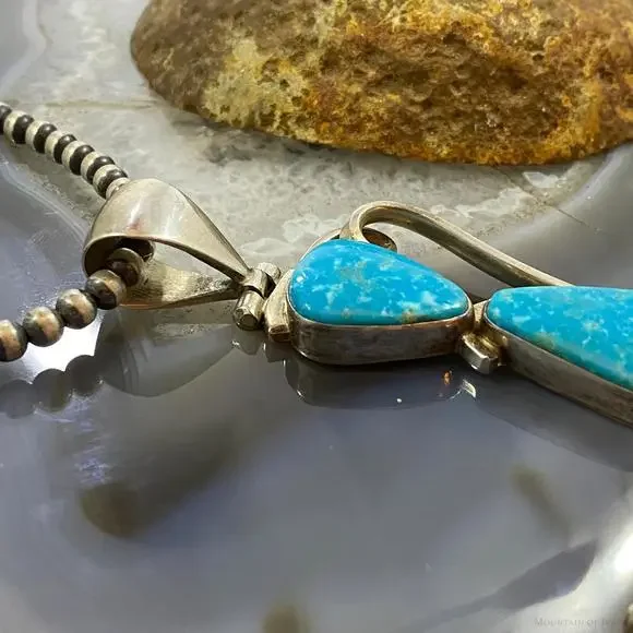 Gary G Sanchez Vintage Sterling Silver 2 Turquoise Decorated Pendant For Women - Picture 3 of 10